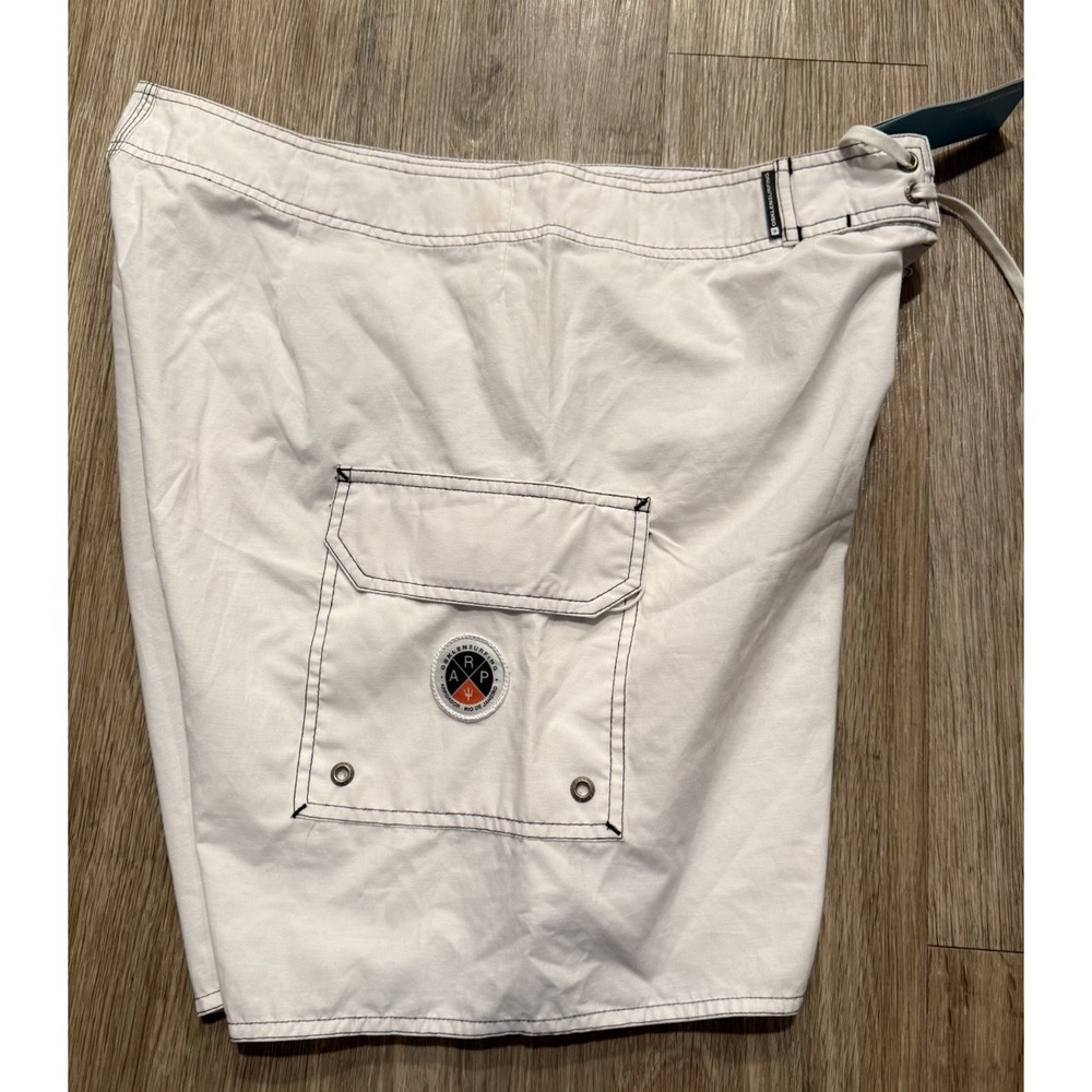 Osklen Surf Board Shorts Men's 34 Rio Brazil White Swim Cargo pocket NWOT